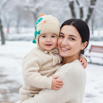 bonnet pour bebe beige bras maman