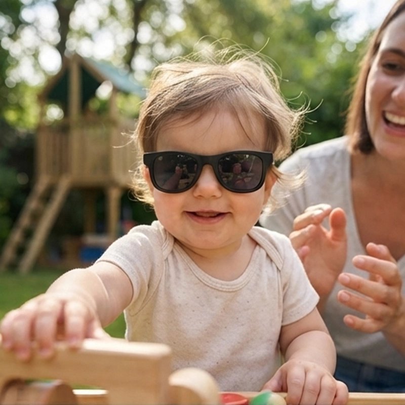 lunette pour bebe soleil gris blocs bois