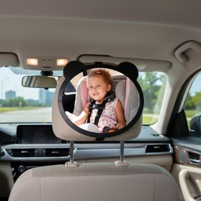 miroir voiture bébé fille grand sourire