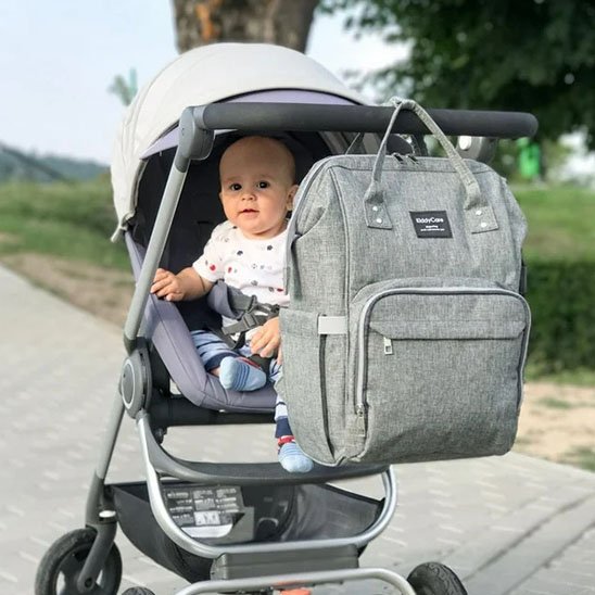 sac à langer sac à dos poussette gris