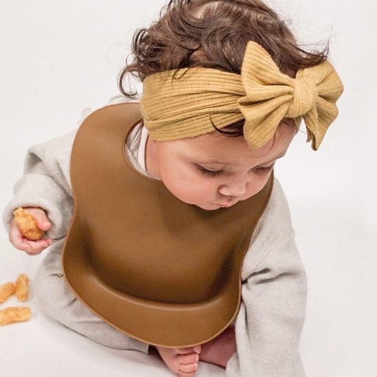 Bandeau bébé fille moutarde bavette