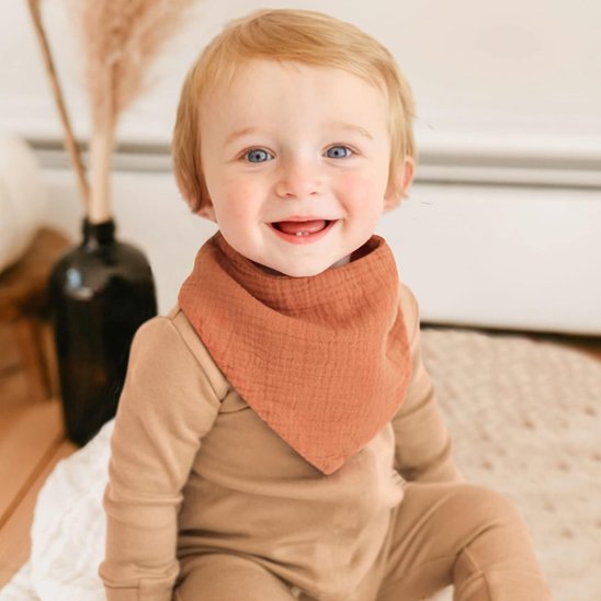 Bavoir bandana marron pot fleur sécher
