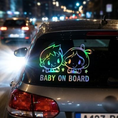 bébé à bord face la nuit