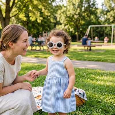 bebe Lunettes soleil blanc fille robe lignes bleues