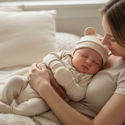 bonnet bebe beige coucher maman