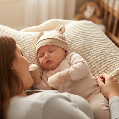 bonnet bebe beige duo endormi