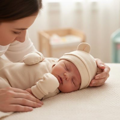 bonnet bebe beige regard maman