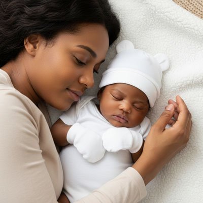 bonnet bebe blanc coucher maman