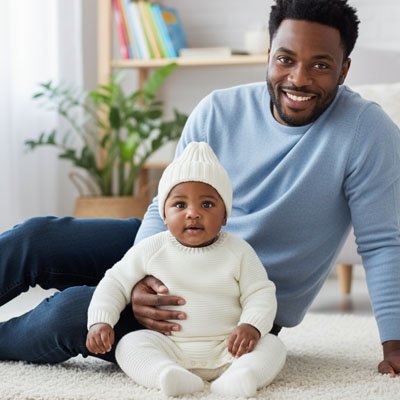 bonnet bébé blanc papa salon