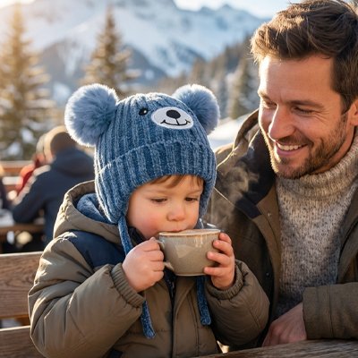 bonnet bébé bleu papa tasse