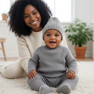 bonnet bébé gris maman salon