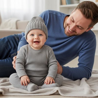 bonnet bébé gris papa salon