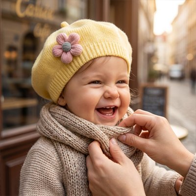 bonnet bebe jaune attache foulard
