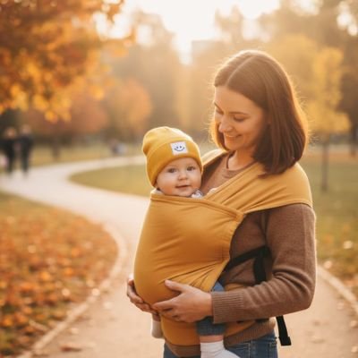 bonnet bebe jaune maman sentier automne