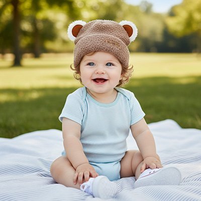 bonnet bebe marron couverture gazon
