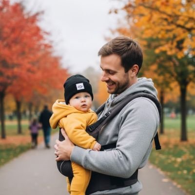 bonnet bebe noir papa sentier automne