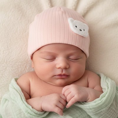 bonnet bébé rose couverture menthe 