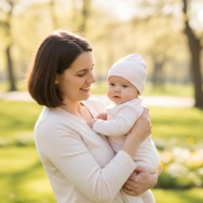 bonnet bébé rose ligné terrain boisé