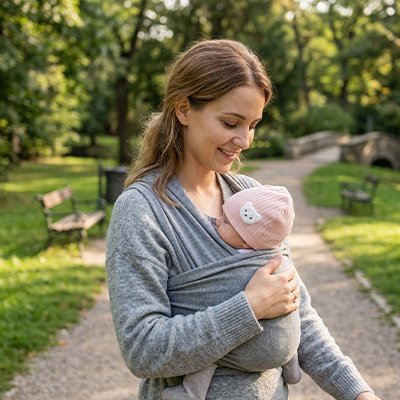 bonnet bébé rose maman chandail gris
