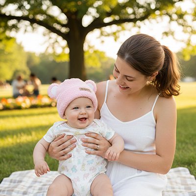 bonnet bebe rose maman couverture