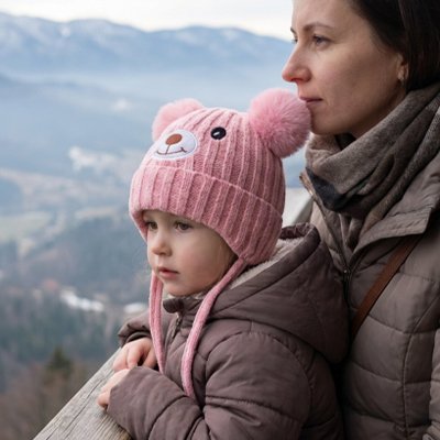 bonnet bébé rose montagne maman
