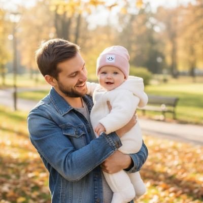 bonnet bébé rose papa automne