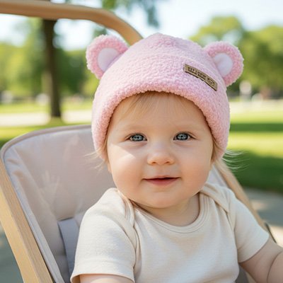 bonnet bebe rose poussette