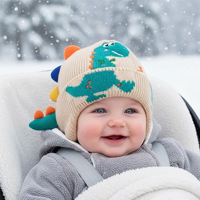 bonnet pour bebe beige poussette neige