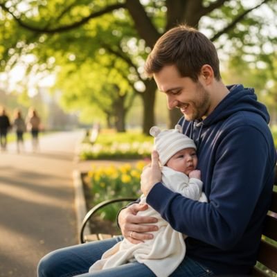 bonnet pour bebe beige rayé papa banc parc