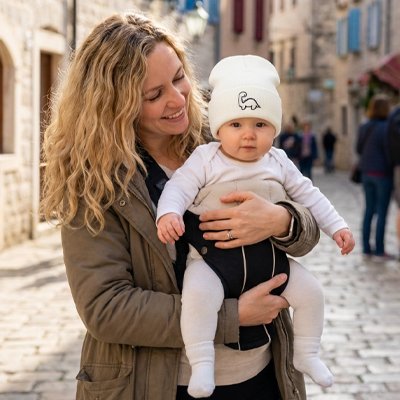 bonnet pour bebe blanc maman porter