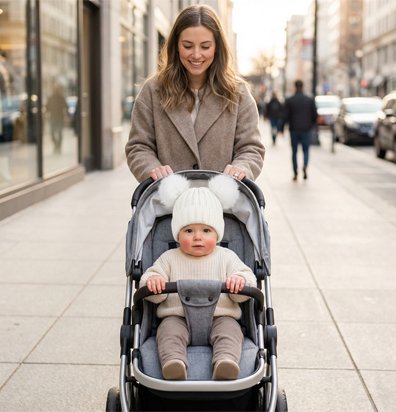 bonnet pour bebe blanc poussette maman