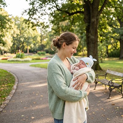 bonnet pour bebe bleu bras maman endormi