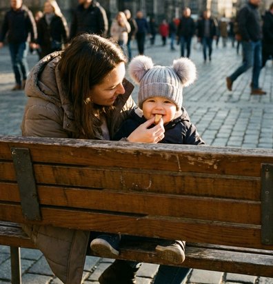 bonnet pour bebe gris banc parc maman