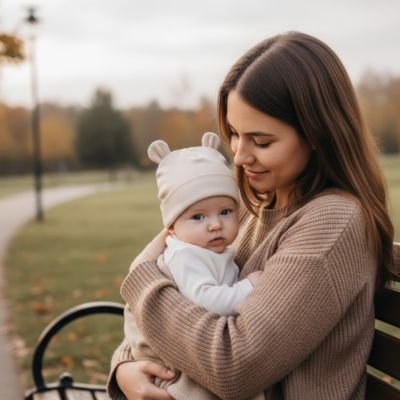 bonnet pour bebe kaki maman banc parc