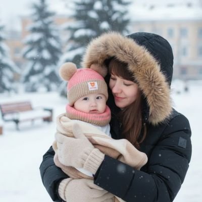 bonnet pour bebe rose maman bras neige