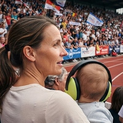 Casque anti bruit bébé vert maman course