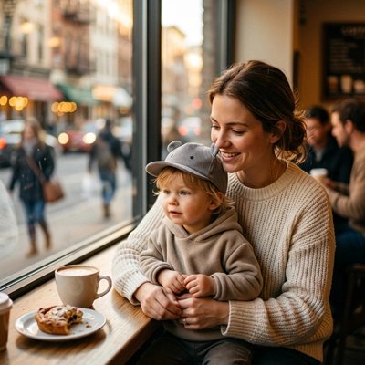 Casquette bebe avec maman