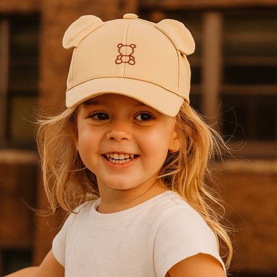 casquette bébé beige fille chandail blanc