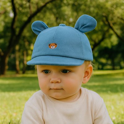 casquette bébé bleu boisé