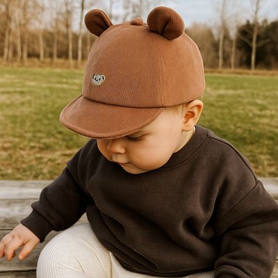 Casquette bebe café chandail noir
