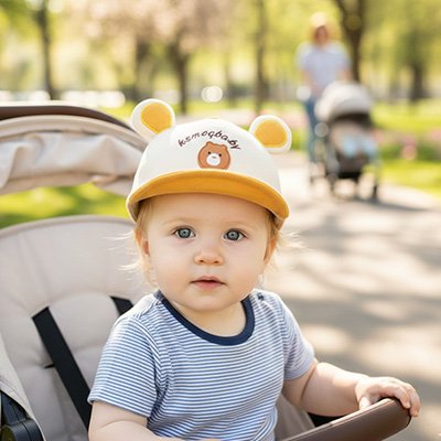 casquette bebe jaune poussette
