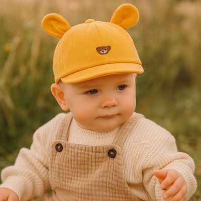 Casquette bebe jaune salopette