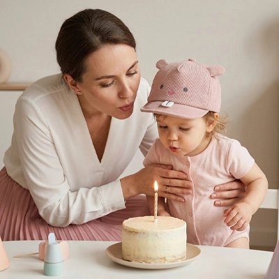 casquette bébé maman rose bougie