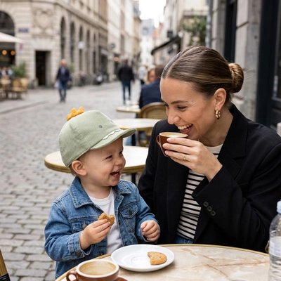 casquette bébé maman vert café