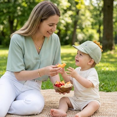casquette bébé maman vert picnic
