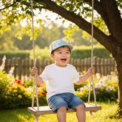 casquette pour bebe bleu garçon balançoire