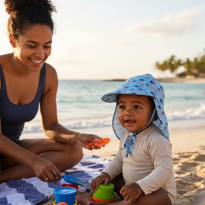 casquette pour bebe bleu maman contenants