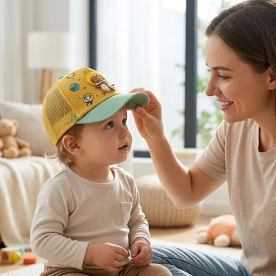 casquette pour bebe maman jaune & vert divan