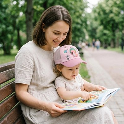casquette pour bebe maman rose banc parc