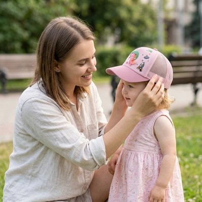 casquette pour bebe maman rose gazon